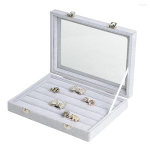 Pochettes à bijoux 2023, boîte-cadeau, anneaux pour vente au détail, vitrine Simple, vitrine de fenêtre transparente en velours, support organisateur de rangement