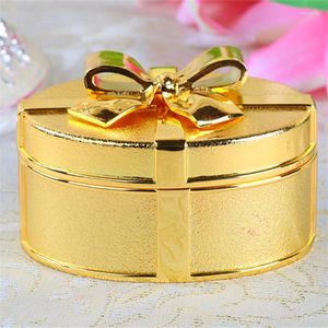 Sieradenzakken 2023 Vintage metalen gouden snuisterijbox antieke bowknot opslag bruiloft Verjaardag cadeau snoep