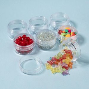 Pochettes à bijoux rondes et transparentes de 10ML, conteneur d'échantillons vides en plastique, pots pour perles, boutons, artisanat, gemmes, petits résultats, 20 pièces