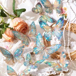 Sieraden Zakjes 20st Crystal Laser Butterfly Decoratieve PET Stickers Retro Diy Handboek Materiaal Scrapbooking Label Dagboek Journal