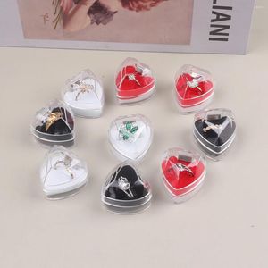 Sachets de bijoux 20pcs / lot 3 Options de couleur Package Package Bague d'oreille Boîte d'oreille en acrylique Package de mariage transparent-Shape Heart