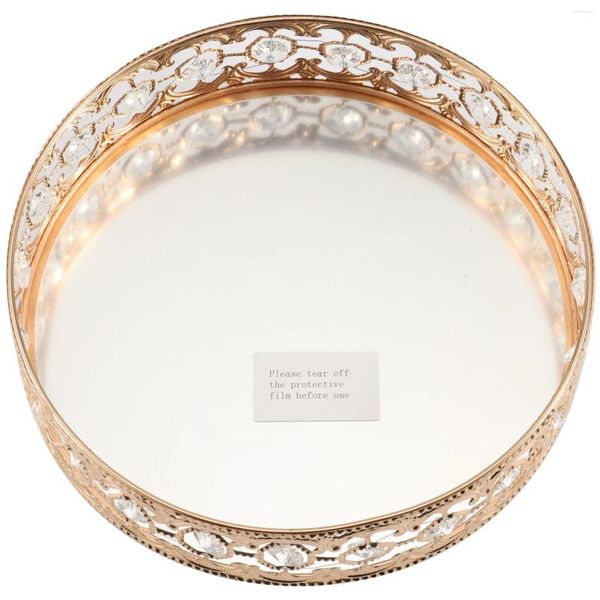 Sachets de bijoux 23cm Vanité Makeup Mirror Tray Affichage Brillaid Dish Round Dish Organisateur Bling Doiche Bling Home Decor