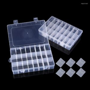 Pochettes à bijoux 24 grilles en plastique organisateur boîte réglable conteneur clair stockage pour perle matériel de pêche artisanat étui boîtes