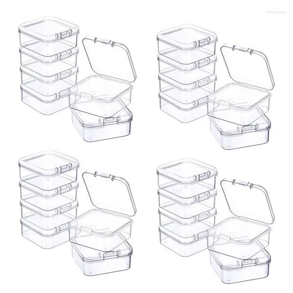 Bolsas de joyería 24 piezas Mini caja de almacenamiento transparente de plástico para recolectar artículos pequeños Cuentas Tarjetas de visita