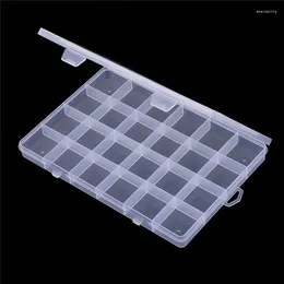 Bolsas de joyería 24Grids Caja de almacenamiento de plástico Contenedor de compartimiento para cuentas Pendiente Caja rectangular