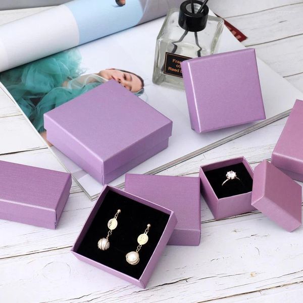 Pochettes à bijoux 24 pièces/lot, conteneur en papier violet en vrac, support de boîte d'emballage, cadeaux d'exposition, bague de mariage, broche, collier, paquet de stockage