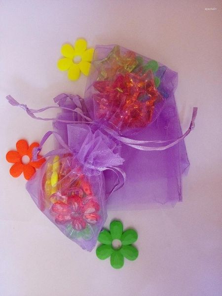 Bolsas de joyería 25x35cm 100 unids/lote bolsas de organza navideñas bolsa con cordón de color púrpura claro para alimentos/joyas/regalos de dulces embalaje pequeño