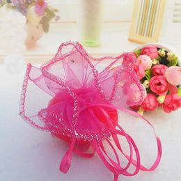 Sachets de bijoux 26cm 500pcs Sacs-cadeaux multi-ronds pour bijoux / mariage / Noël / sac de fil d'anniversaire avec poignées cadeaux d'emballage bricolage Organza