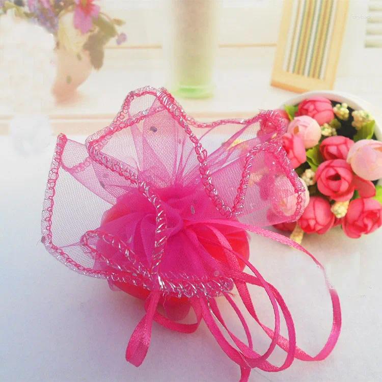 Jewelry Pouches 26cm 500pcs Multi Round Gift Bags For Jewelry/wedding/christmas/birthday Yarn Bag With Handles Diy Packaging Gifts Organza