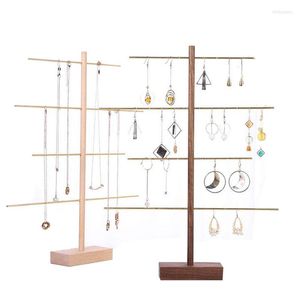 Sieradenzakken 2 stks handgemaakte houten stok opbergdoos oorbellen display ketting armband ring standaard pography props