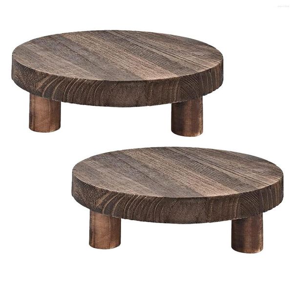 Bolsas para joyería, 2 uds., soporte de exhibición de taburete de madera, 8 pulgadas, planta redonda, soportes para macetas de madera para interiores y exteriores, hogar