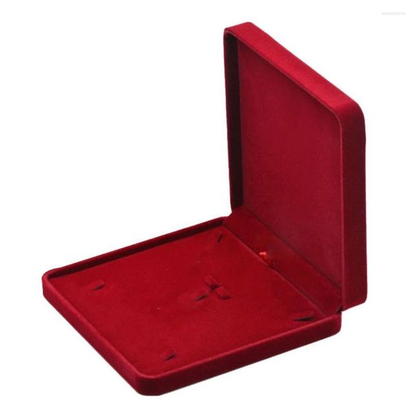 Estuches para joyería 2X Caja de terciopelo con tapa Collar Beacelet Escaparate de almacenamiento Rojo