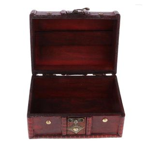 Pochettes à bijoux 2x boîte de rangement en bois étui coffre au trésor organisateur décor à la maison