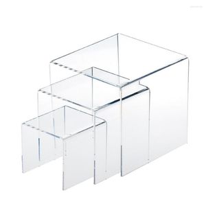 Sieradenzakken 3 4 5 inch vierkant acryl 1/8 '' Clear Pieces Riser Display Stands Stowes ingesteld om jewel of make -upproducten te verhogen