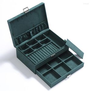 Bolsas de joyería Caja de 3 capas Caja grande y exquisita Tipo de cajón Anillo de almacenamiento Soporte de exhibición Estuche portátil para pendientes