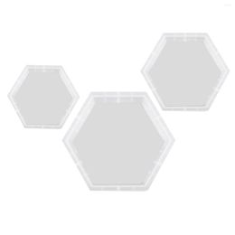 Pochettes à bijoux 3 moules en résine silicone taille hexagonale profonde époxy pour la préservation des fleurs cadeaux de bricolage