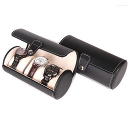 Jewelry Pouches 3 Slots Luxury Leather Watch Box Organizadores Portable Roll Roll estuche Mini Gift para hombres/mujeres