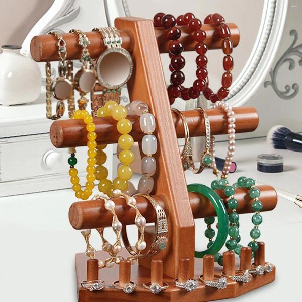 Bolsas de joyería Organizador de estante de brazalete de 3 niveles Soporte de exhibición de pulsera de mesa para la venta de niñas Dormitorio Tocador Baño Hogar