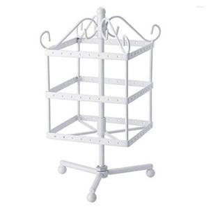 Sieradenzakken 3 niveaus 96 gaten geschenk oorbel display stand hanger square opslaghouder Organisator oorstudie showcase ijzer roterende swing