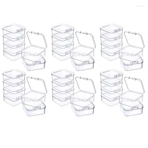 Sachets de bijoux 36 pièces mini boîtes de rangement transparent en plastique pour collecter les petits articles Perles Cards de visite