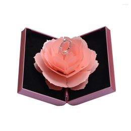 Sieraden zakjes 3d mode elegante ringen vreugdevolle rode doos bruiloft verlovingskast rose bloemen cadeau voor liefde display opslaghouder