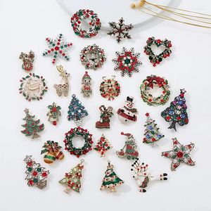 Pochettes à bijoux 3pcs Mode Broches de Noël Arbre de Noël Botte Cerf Étoile Cloche Chaussettes Strass Costume Broches En Métal Badges Année Cadeaux