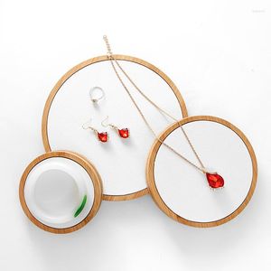 Sieradenzakken 3 stks/set round round bamboo display stand oorbellen nexklaces hangers rekwisieten verpakkingen