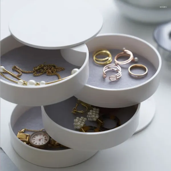 Bolsas de joyería 4 capas exhibición anillo de regalo arete de arete Collar adornos de almacenamiento Organizador de joyas para mujeres