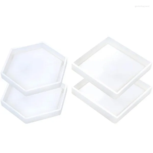 Bolsas de joyería Paquete de 4 moldes de silicona en hexágono cuadrado: para fundición de resina, posavasos y proyectos artesanales