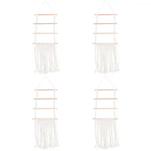 Bijoux Pochettes 4 PCS Boho Tenture Murale Corde Couvre-Chefs Cintre Organisateur Épingle À Cheveux Tapisserie 120X33X2CM Clips Rack Bois De Stockage Enfant