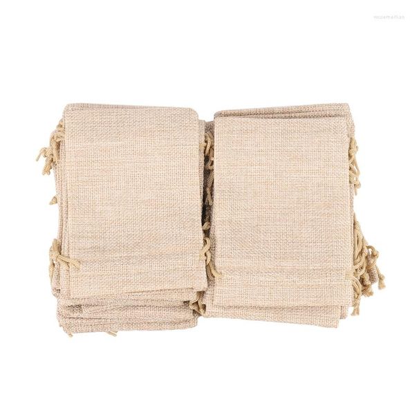 Pochettes à bijoux 40 pièces sacs en toile de jute avec cordon 13Cmx10cm sac cadeau pour mariage et faveurs de fête bricolage Cr