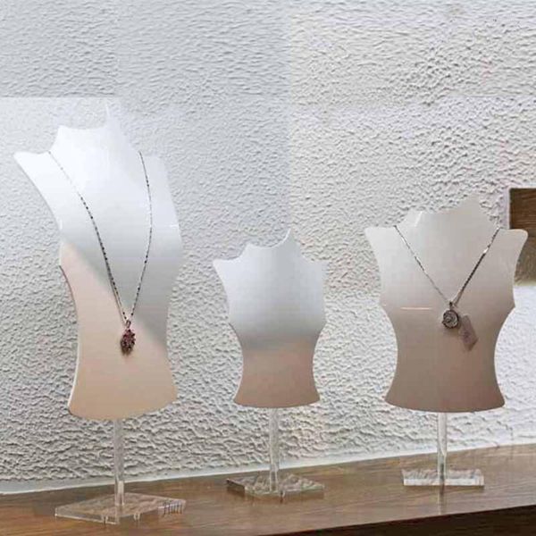 Pochettes à bijoux 40 Go 3D Acrylique Mannequin Collier Présentoir Buste Stand Pendentif Chaîne Sautoirs Médaillons Boucles D'oreilles Étagère De Rangement