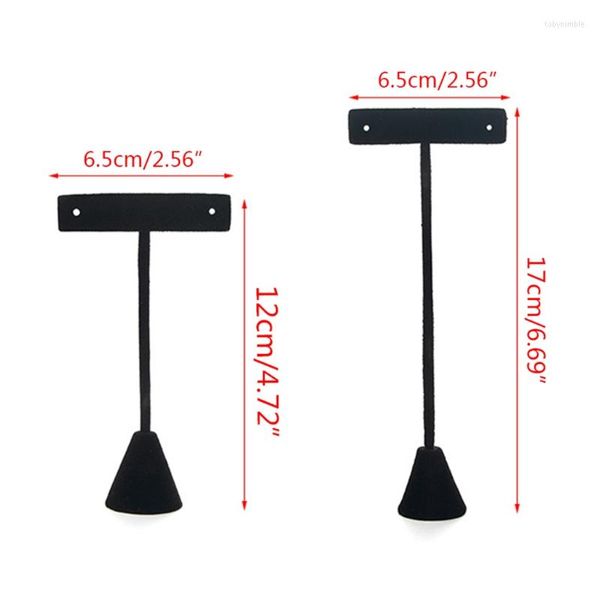 Estuches para joyería 40GB Terciopelo T/L Bar Pendientes de gota Soporte de exhibición Estante Pendientes largos Soporte colgante Organizador Pedestal Oreja Stud Estante de almacenamiento