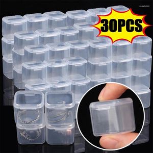 Sieradenzakjes 5-30 stuks Mini DIY kralen opbergdoos Cube Clear Container Case Square Plastic Button Nail Art Packaging Portable Organizer