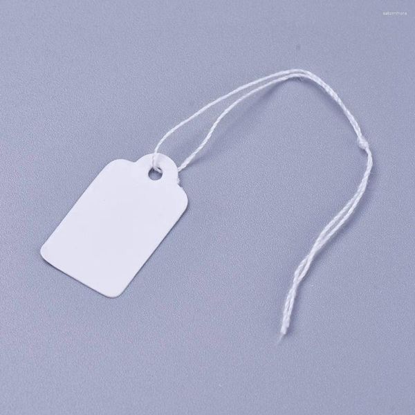 Bolsas de joyería 500 unids / bolsa Etiquetas de precio de rectángulo blanco Etiqueta de artículo portátil simple con cuerda para visualización de información de productos 23x13 mm