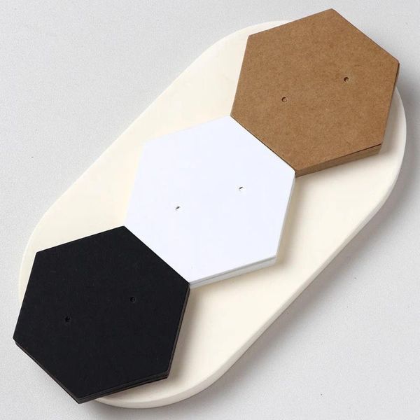 Pochettes à bijoux 50pcs 6x7cm blanc blanc noir marron carton hexagonal pour boucles d'oreilles boucles d'oreilles cartes d'affichage fourniture d'emballage pour petites entreprises