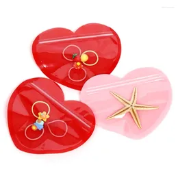 Pochettes à bijoux 50 pièces, sac en Cellophane, sacs en plastique en forme de cœur pour l'emballage de la saint-valentin, scellage des biscuits, fermeture éclair, goutte