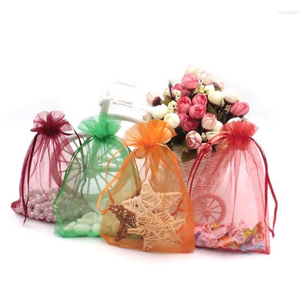 Bolsas de joyería 50 unids/lote 13x18cm bolsas de Organza embalaje regalo 23 colores bolsa de dulces de boda cordón para pedidos personalizados