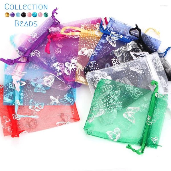 Socles de bijoux 50pcs sacs d'organza cordonnage coloré emballage en ajustement des cadeaux en gros de mariages en vente en gros