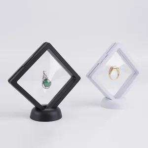 Sieradenzakken 5 stks drijvende display standaard ketting oorring ring ring munt hanger houder bescherming frame sieraden steen presentatie case