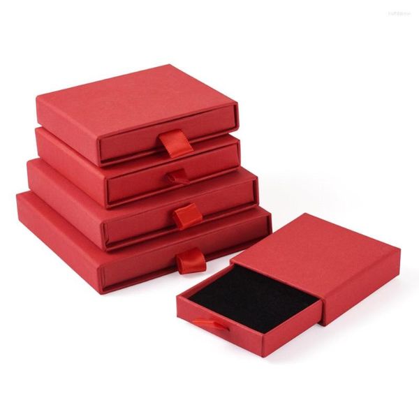 Bolsas para joyería, 5 uds., cajas de cajón de cartón de papel de tamaño mixto, caja de regalo de embalaje cuadrado con esponja en el interior para exhibición de pendientes de collar
