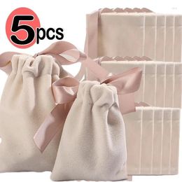 Sacches de bijoux 5 pcs Bocuments de ruban Sacs en velours épaissis