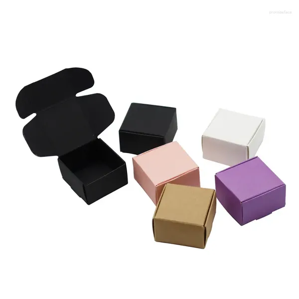 Pochettes à bijoux 5x5x3cm, vente de bricolage, petite boîte à savon en papier blanc/marron/noir, coffrets cadeaux Kraft, Mini Carton d'emballage en Carton