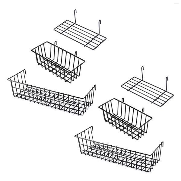 Bolsas de joyería 6 piezas Cesta colgante Estante recto Maceta Soporte de exhibición para alambre Panel de rejilla de pared Pan Estante de hierro