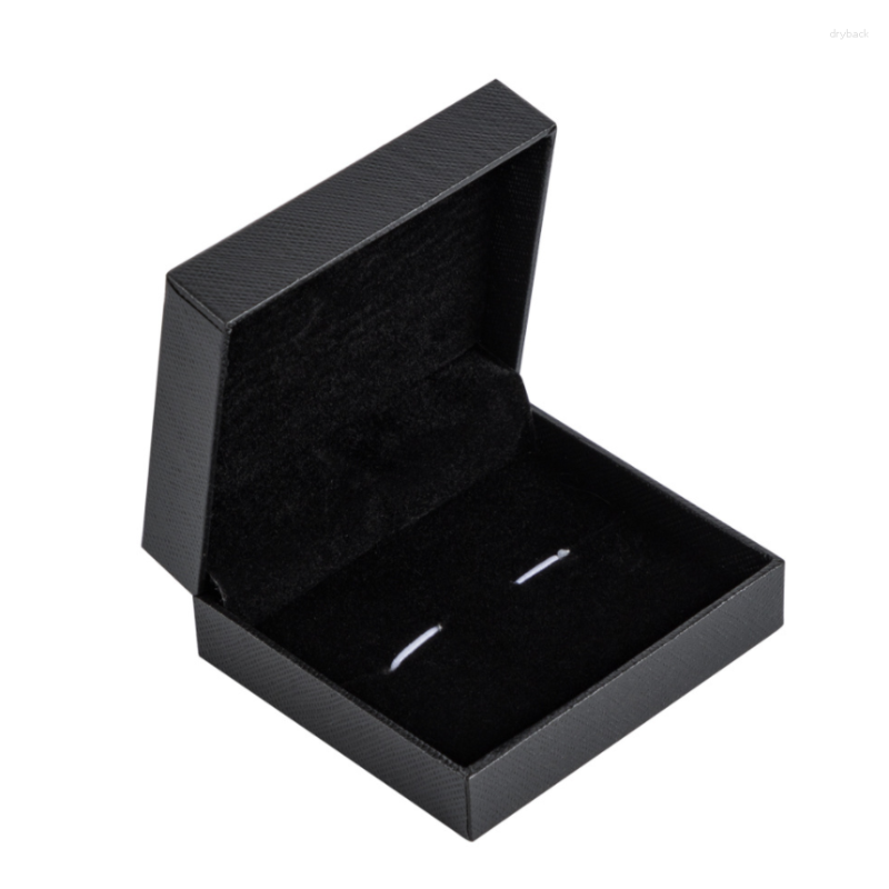 Jewelry Pouches 60pcs/lot Cufflinks Box Black Plastic Rectangle Cuff Links Storage Boxes Men Packing Case Wholesale