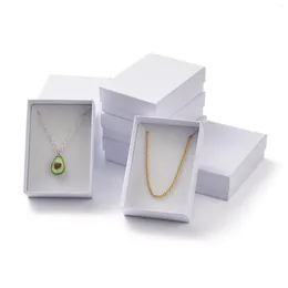 Pochettes à bijoux 60 pièces boîte-cadeau en carton rectangulaire blanc pour collier boucle d'oreille boîtes d'emballage avec éponge saint valentin 9x6.5x2.8 cm