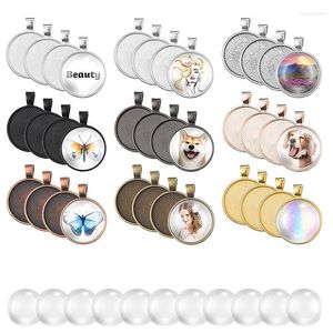 Pochettes à bijoux 72 Pcs Sublimation Pendentif Plateaux Ensemble 36 Pièces 9 Couleurs Rond Lunette Blancs Avec Cabochons En Verre Transparent