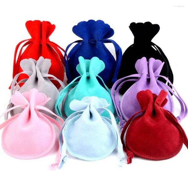 Bolsas de joyería 7x9cm 10pcs/lote redondo de saving sorthring regalos bolsas envases suaves para bodas/navidad caramelo al por mayor