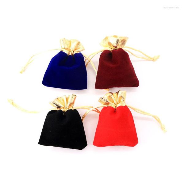 Bolsas de joyería 7x9 cm 9x12 cm tela de terciopelo suave pequeño 10 unids/lote bolsas de regalo rojas embalaje para proveedor de fiesta de boda dibujable