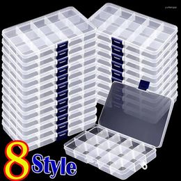 Jewelry Pouches 8 Styles 24 Grids Organizador de plástico Transparente Caja de plástico Container de almacenamiento Cabricaditas de bricolaje Rectángulo Rectángulo